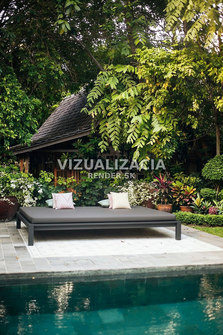 After visualization — Pool lounge area